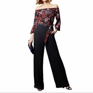 KAREN MILLEN Floral Detail Off-the-Shoulder Jumpsuit